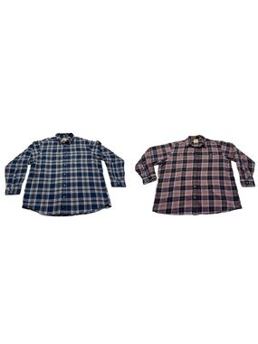 Bundle of Redhead Men’s Plaid Button-Down Shirts. Navy plaid&Red plaid. Size 2XL